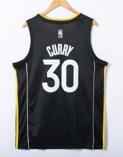 NBA 30 Curry Warriors 75th Anniversary MVP Edition Maillot noir brodé